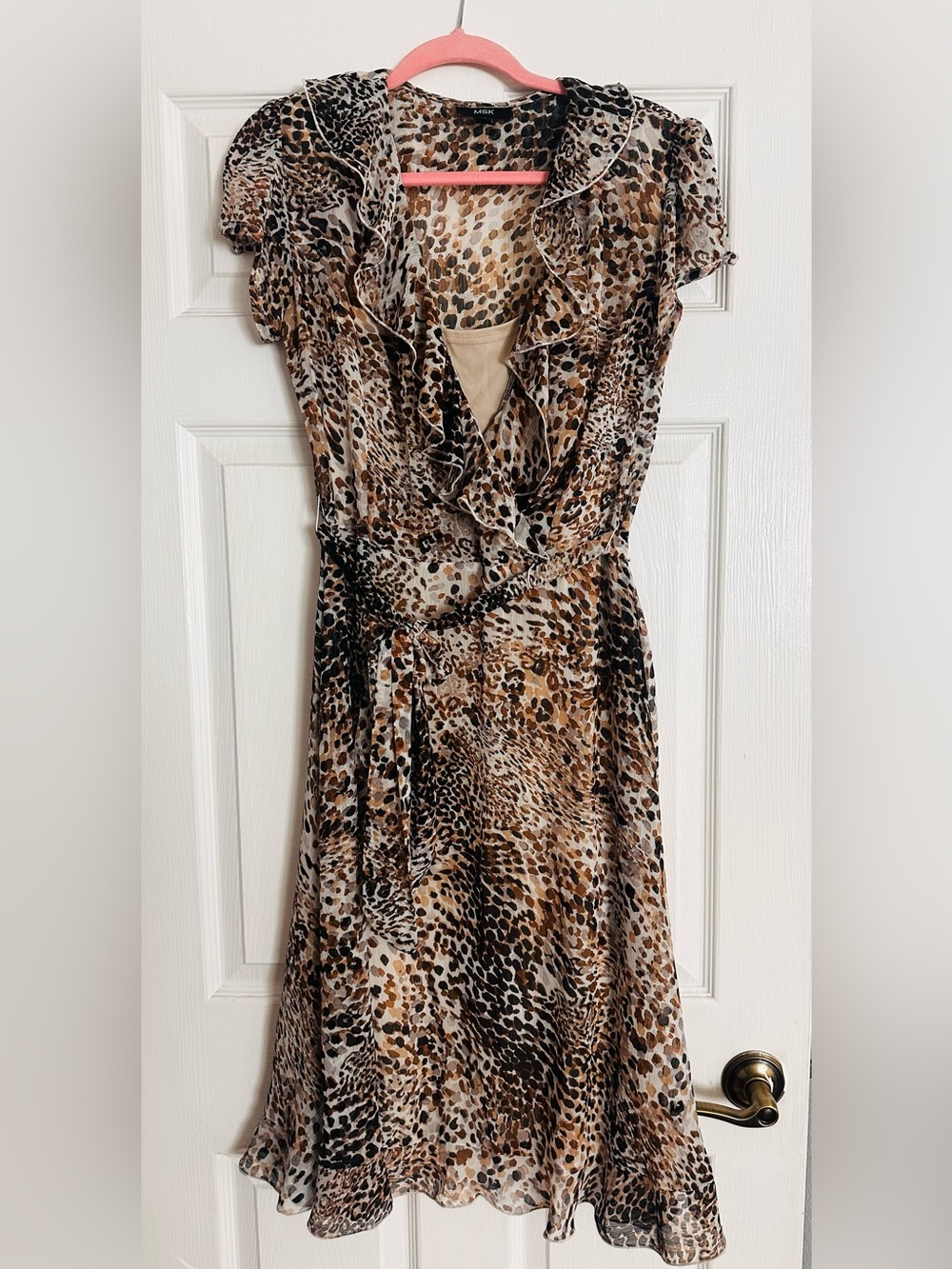 Leopard Print Ruffle Wrap Women’s Dress